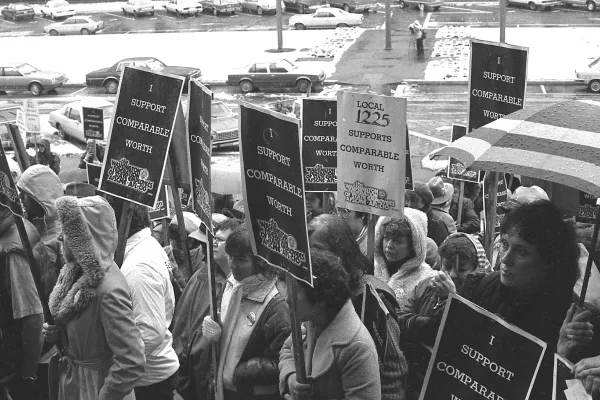 WFSE members protesting for comparable worth