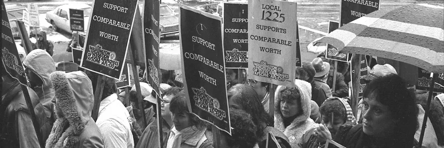 WFSE members protesting for comparable worth