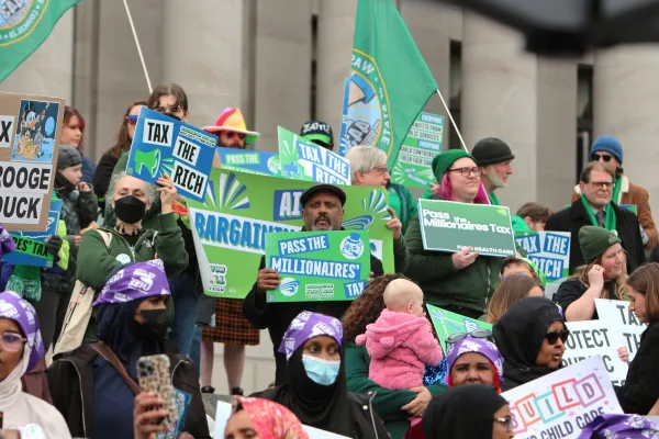 WFSE members at the Feb 10 rally for revenue at the capitol