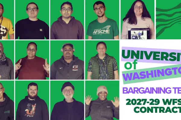 Group photo of UW 27-29 bargaining team
