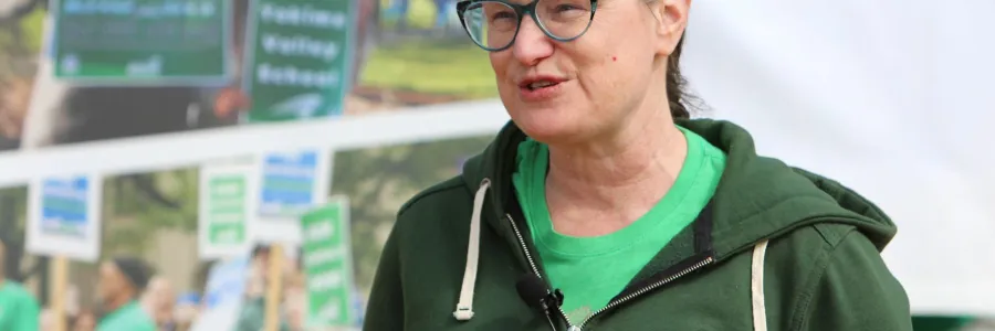 a wfse member from spokane giving an interview