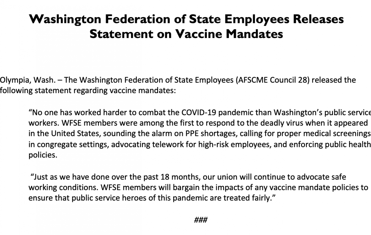 Graphic: Statement on Vaccine Mandate