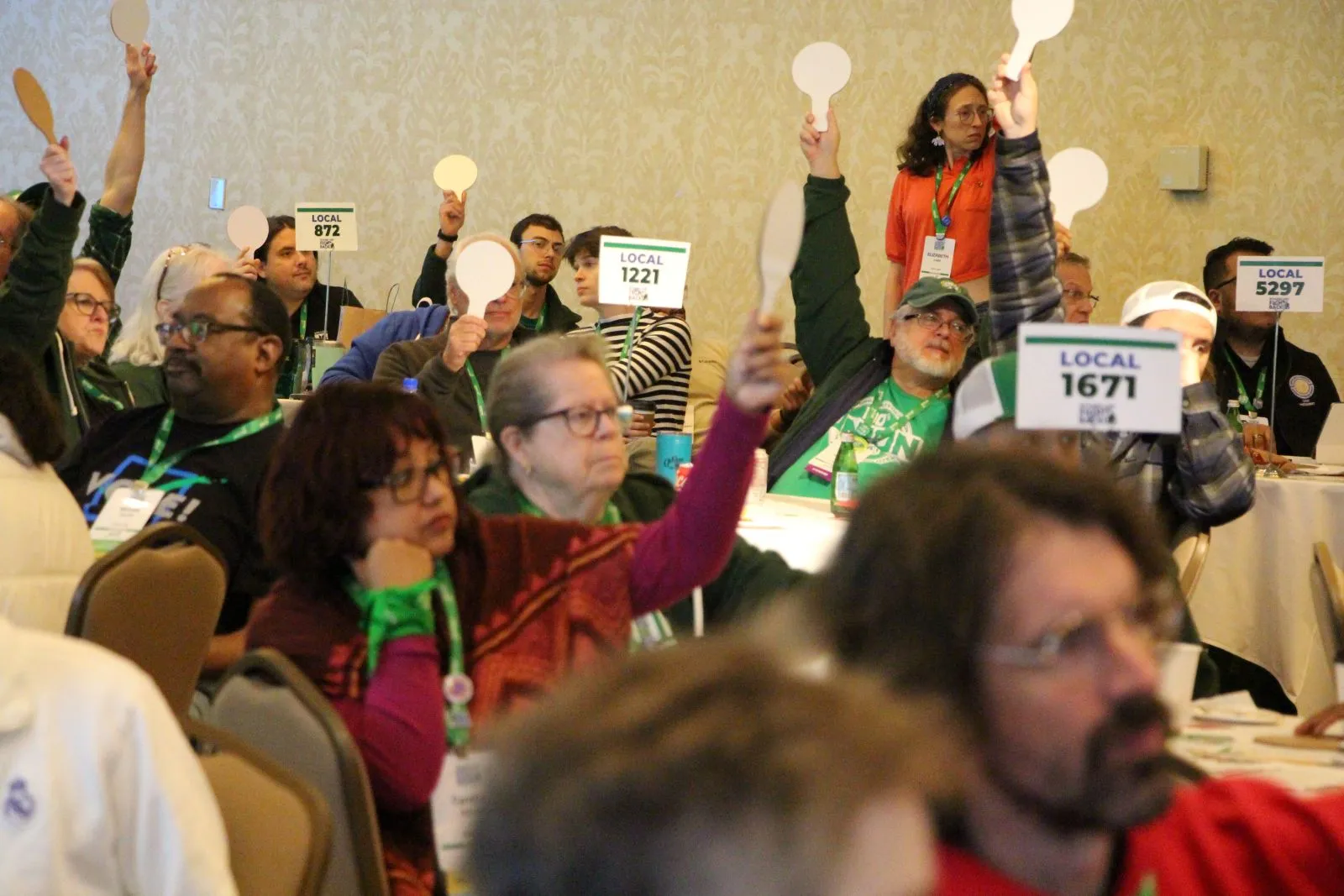 Convention delegates voting