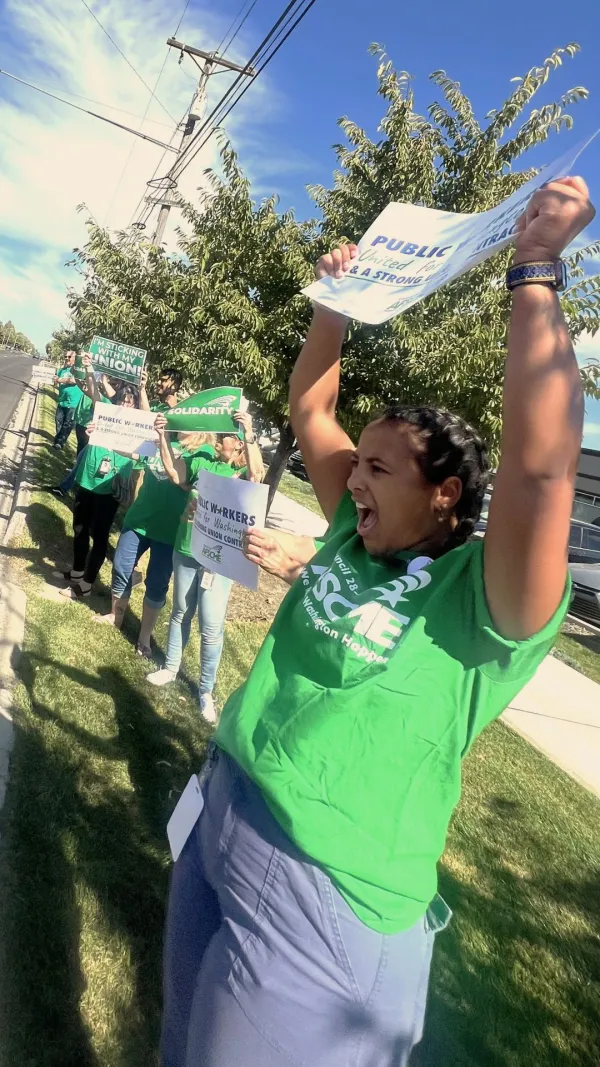 DCYF Spokane members rallying during our last contract campaign