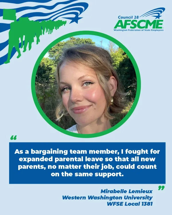 Quote from bargaining team member Mirabelle Lamieux from the 2023-2027 contract team at WWU