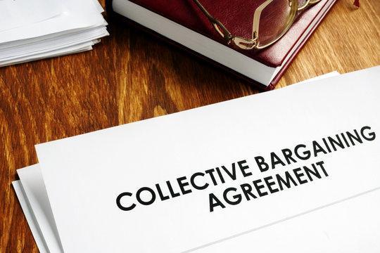 Image: document reading "collective bargaining agreement"